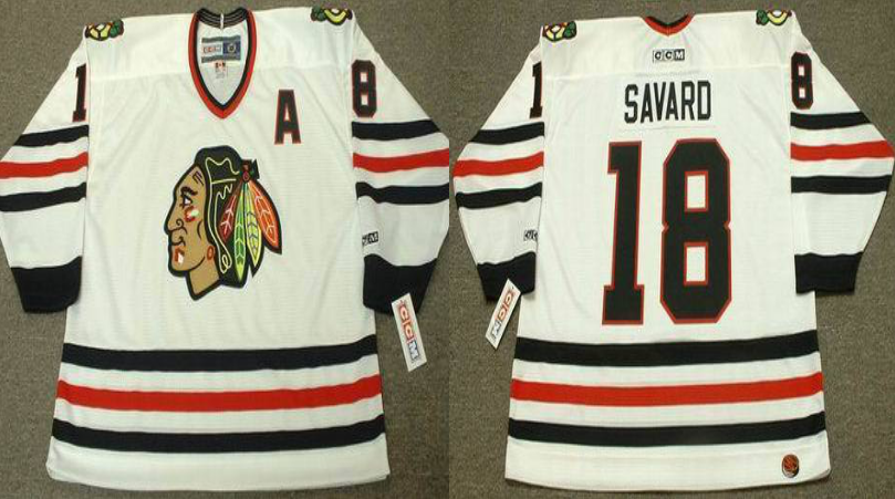 2019 Men Chicago Blackhawks #18 Savard white CCM NHL jerseys->chicago blackhawks->NHL Jersey